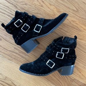 Lord & Taylor Black silver buckle ankle boots  7